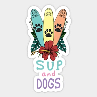 SUP Dog Stand Up Paddle Cartoon Art Sticker